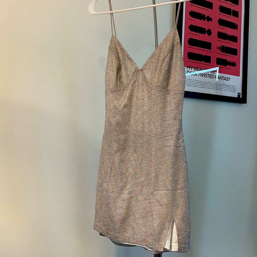 NWT super down shimmery mini dress